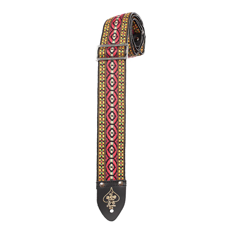 Ace DN ACE04 2 Vintage Reissue Guitar Strap - Bohemian Red Leather Guitar Strap for Electric & Acoustic Guitars - Perfect for Live Performances & Studio Sessions