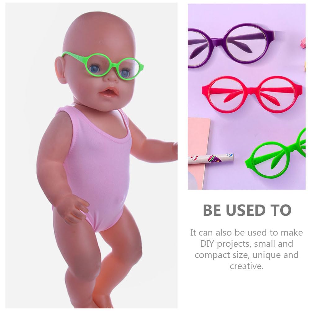 **3 Pairs Miniature Plastic Doll Glasses for 18-Inch Dolls - Round Eyeglass Frames for American Girl Dolls & DIY Toy Accessories - Perfect for Dress-Up, Role Play, and Collectible Displays**