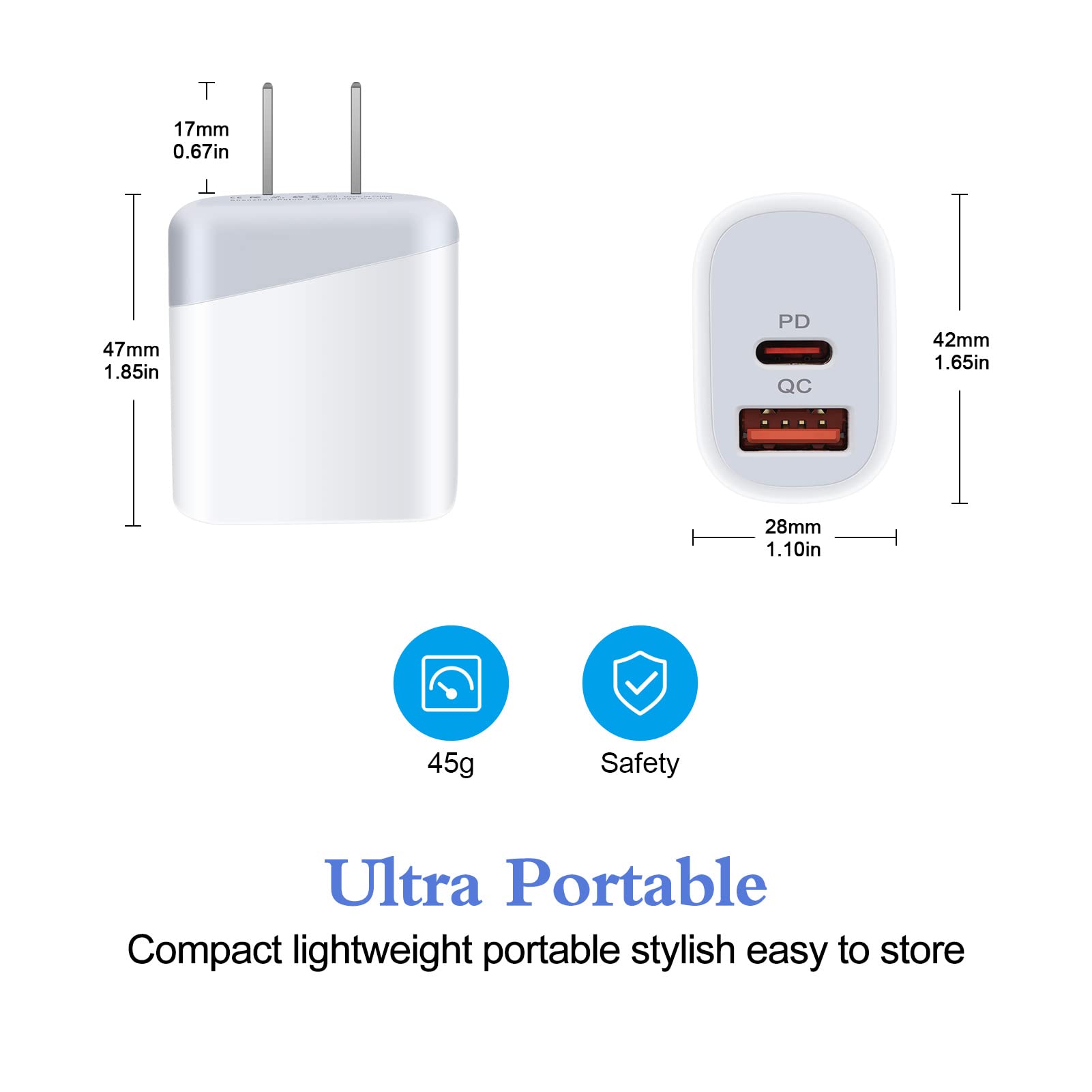 Google Pixel 9 & 8 Fast Charger 20W - Dual Port USB C Wall Charger with PD 3.0 - Compatible with Pixel 9 Pro/8 Pro, iPhone 16/15, Samsung Galaxy S24/S23 - Perfect for Home, Office & Travel Charging