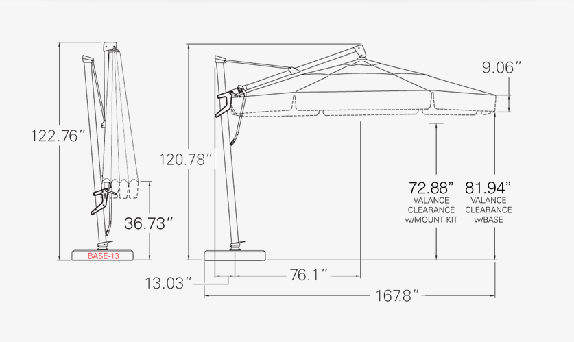 13' Starlux LED Cantilever Umbrella - Outdoor Patio Umbrella with Bright LED Lights, Waterproof & Windproof for Backyard, Poolside, Garden, Restaurant (In Stock)