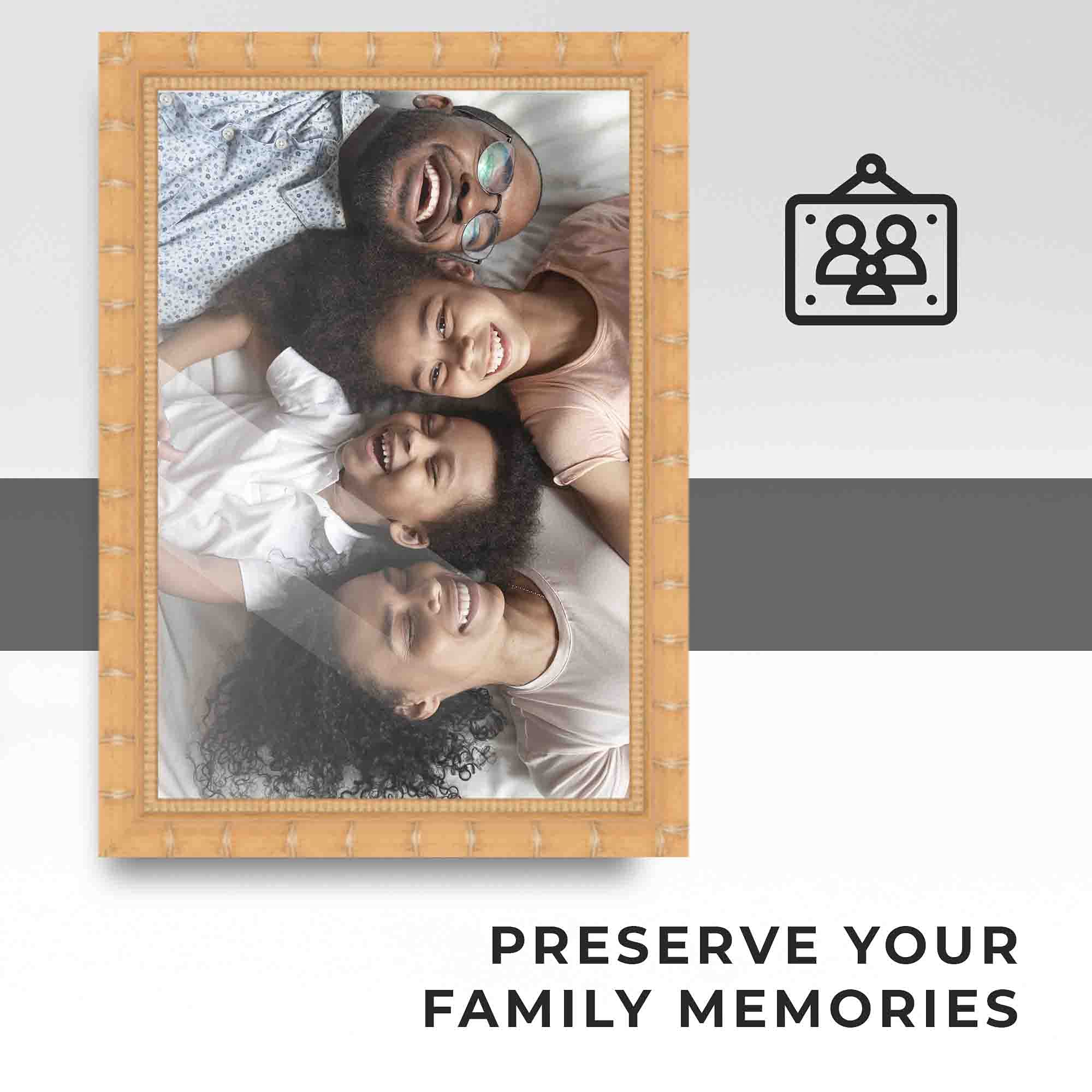 Natural Brown Bamboo Picture Frame 24x30 Inches - Real Wood Rustic Photo Frame with 1.5