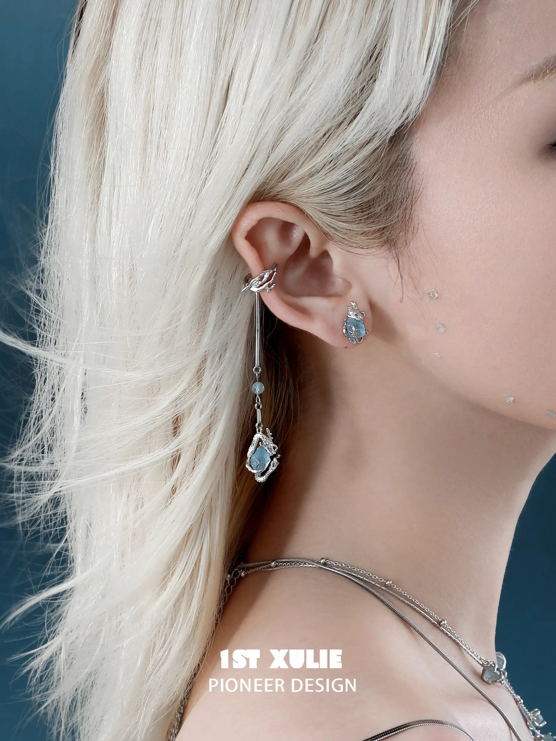 Loong Ling Aquamarine Stud Earrings for Women - 925 Sterling Silver Jewelry - Elegant Gift for Birthdays, Anniversaries & Special Occasions