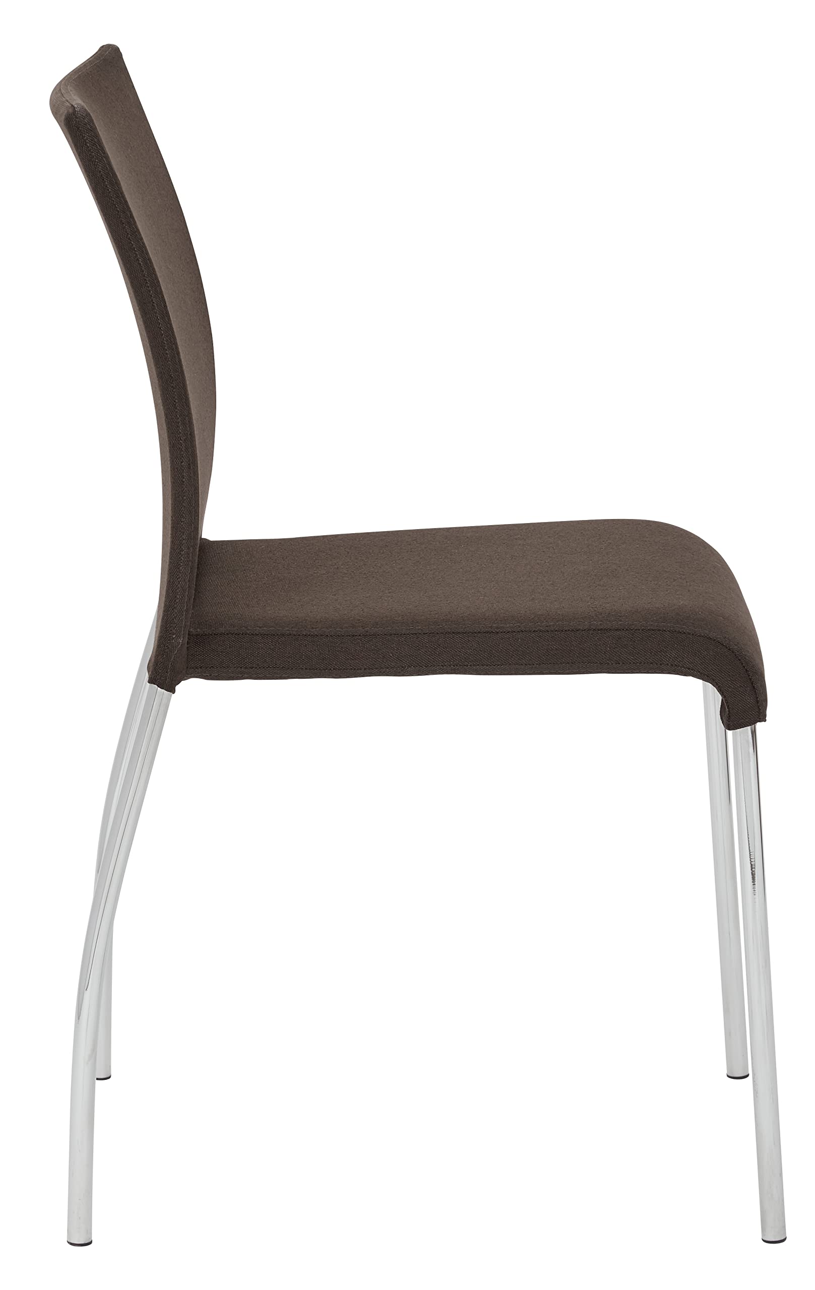OSP Home Furnishings 4-Pack Conway Upholstered Stacking Chairs with Chrome Legs - Chocolate Brown - Perfect for Dining Rooms, Kitchens, Events & Office Spaces