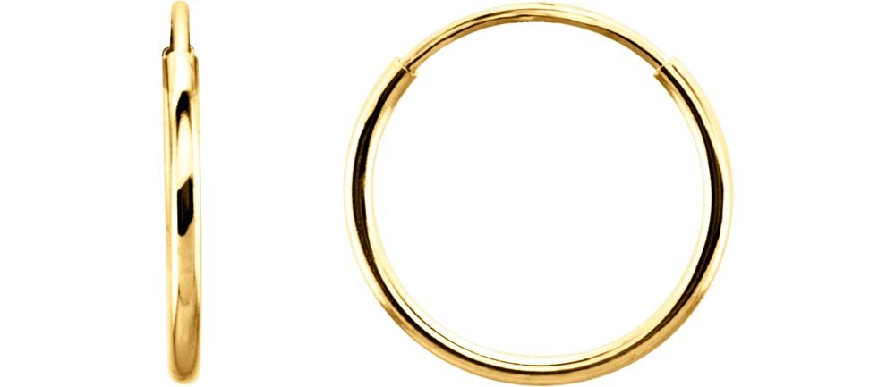 14K Yellow Gold 12mm Endless Hoop Earrings | Dainty Everyday Jewelry for Women | Perfect for Work, Date Night & Special Occasions