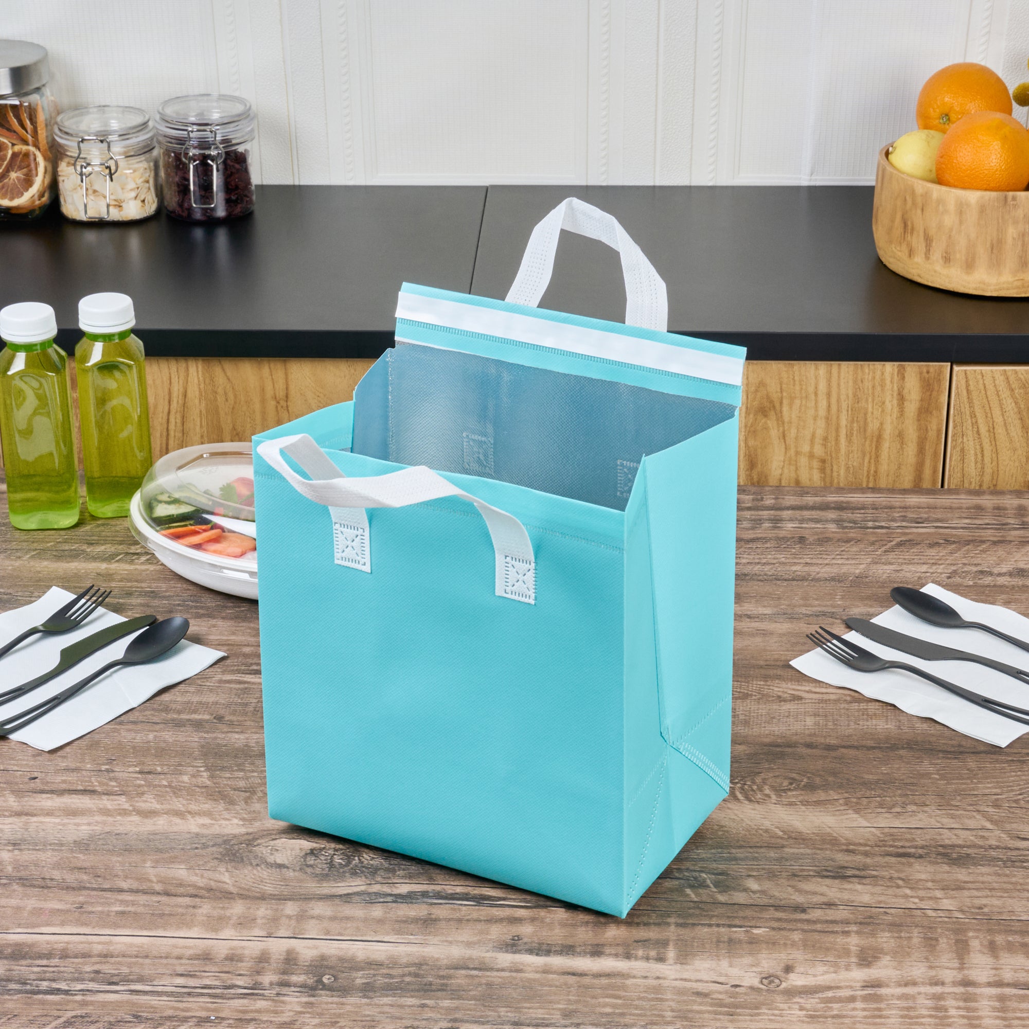 Premium Insulated Take Out Bags - Tamper Evident Food Delivery Bags (9.5