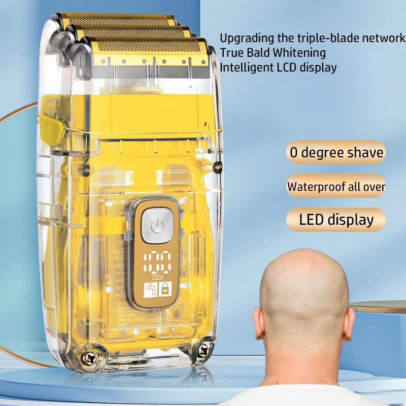 Premium Rechargeable Electric Razor for Men - 3-Blade Wet/Dry Shaver with Washable Head for Beard, Hair & Bald Shaving | Home & Travel Use, Gift for Dad & Groom