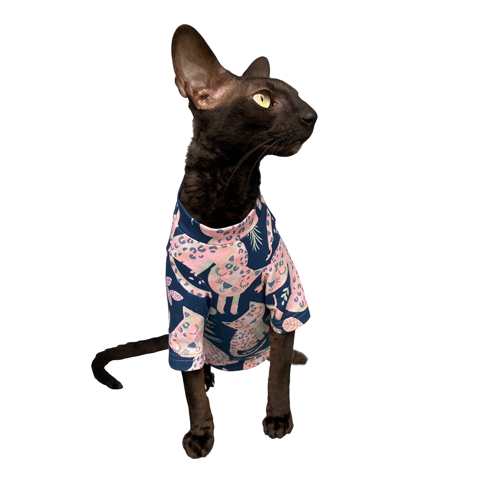 Soft Cotton Stretch T-Shirt for Sphynx Cats - XL Size | Comfortable Hairless Cat Clothing for All Seasons | Perfect for Indoor Warmth & Stylish Pet Fashion