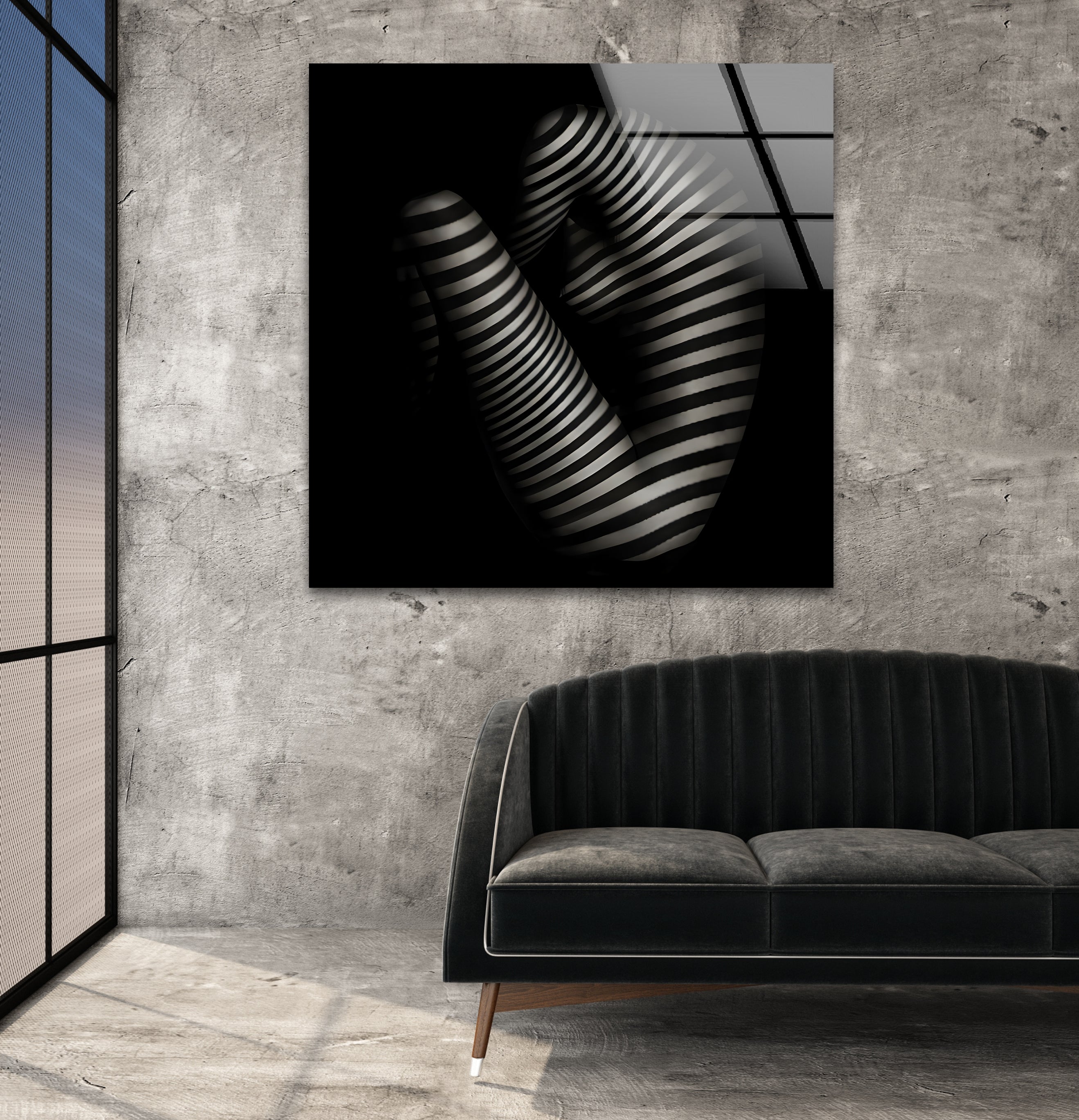 Black & White Erotic Art Glass Wall Decor - Modern Abstract Home Decor for Living Room, Bedroom & Office