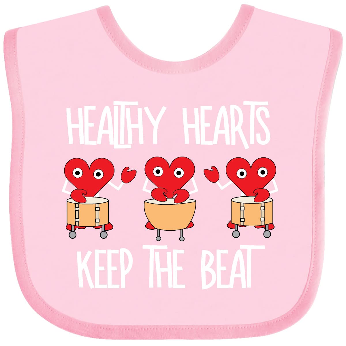 Inktastic Healthy Hearts White Text Baby Bib - Soft Organic Cotton Drool Bib for Infants & Toddlers - Perfect for Feeding, Teething, and Everyday Use