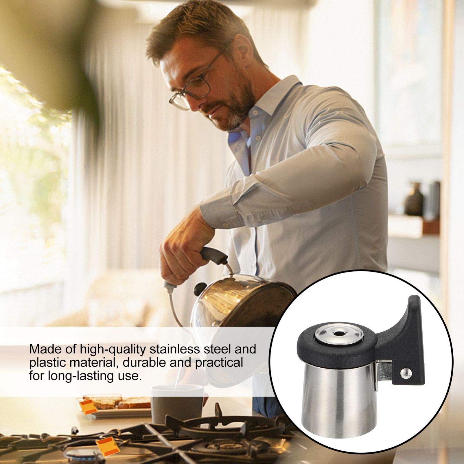 DOITOOL 2-Pack Stainless Steel Whistling Tea Kettle Spout Replacement - Kettle Flute Pipe Nozzle for Stovetop Teapots - Water Boiling Alarm Whistle Accessory for Home Kitchen & Camping Use