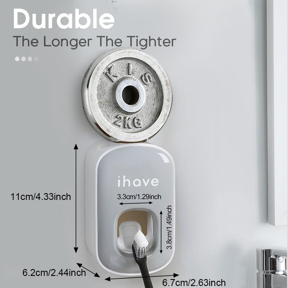 Automatic Wall Mount Toothpaste Dispenser for Bathroom - Hands-Free Toothpaste Squeezer (Grey) | Perfect for Home, Travel & RV Use