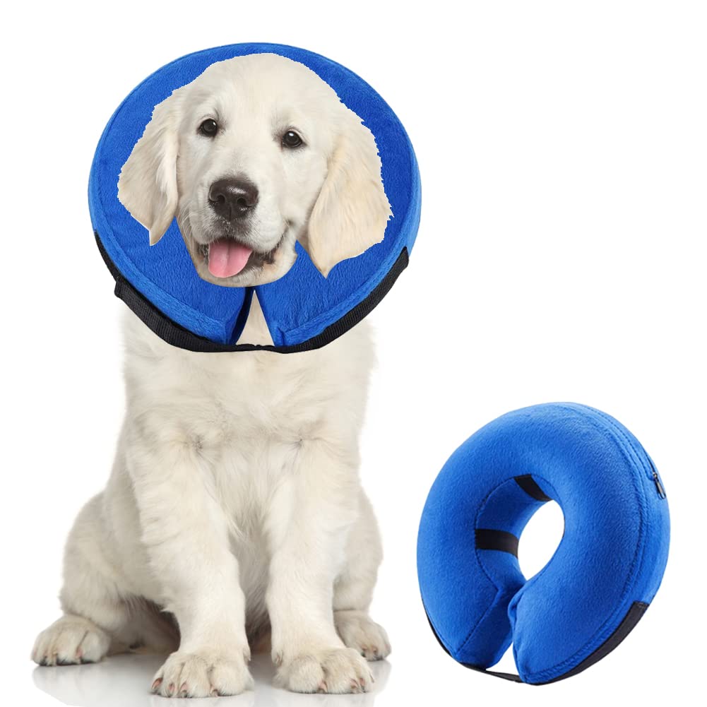 **Soft Inflatable Dog Recovery Collar – Post-Surgery Protective Pet Cone for Dogs & Cats – Prevents Biting & Scratching – Large Size – Ideal for Wound Healing & Comfort After Vet Visits**