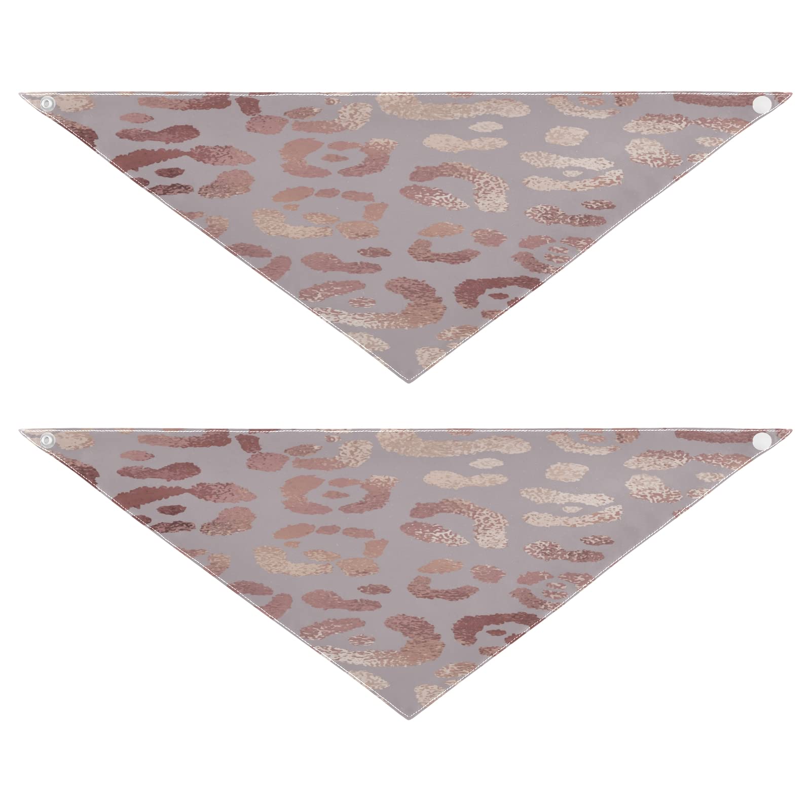 2 Pack Elegant Rose Gold Leopard Print Dog Bandanas - Adjustable Snap Button Triangle Scarf for Small to Large Dogs & Cats | Perfect for Holidays, Parties & Everyday Pet Fashion Accessories