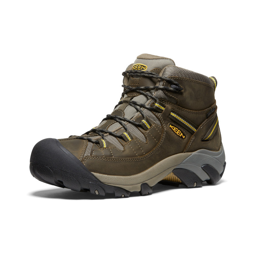 Men's KEEN Targhee II Mid Waterproof Hiking Boots - Black Olive/Yellow | Breathable & Durable Outdoor Shoes for Hiking, Trekking & Camping Adventures