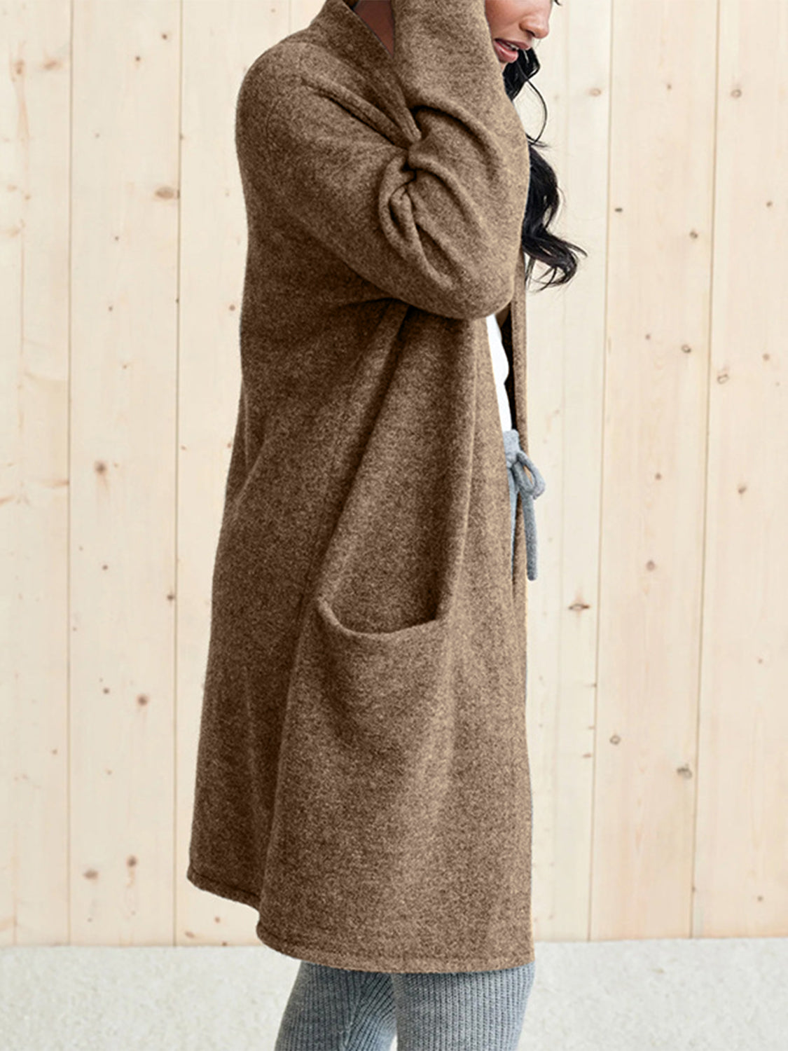 Stylish Open Front Long Sleeve Cardigan with Pockets - Cozy Fall & Winter Layering Essential for Women