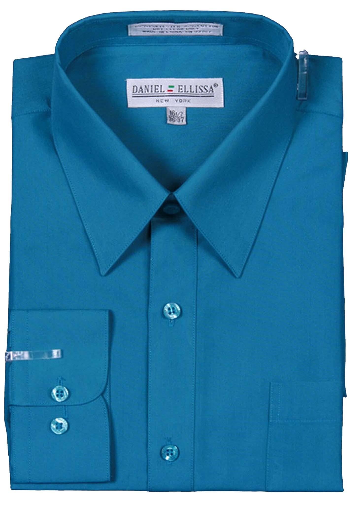 Premium Men's Dress Shirt with Convertible Cuff - Classic Teal Blue for Business & Formal Occasions | Office Wear & Wedding Attire