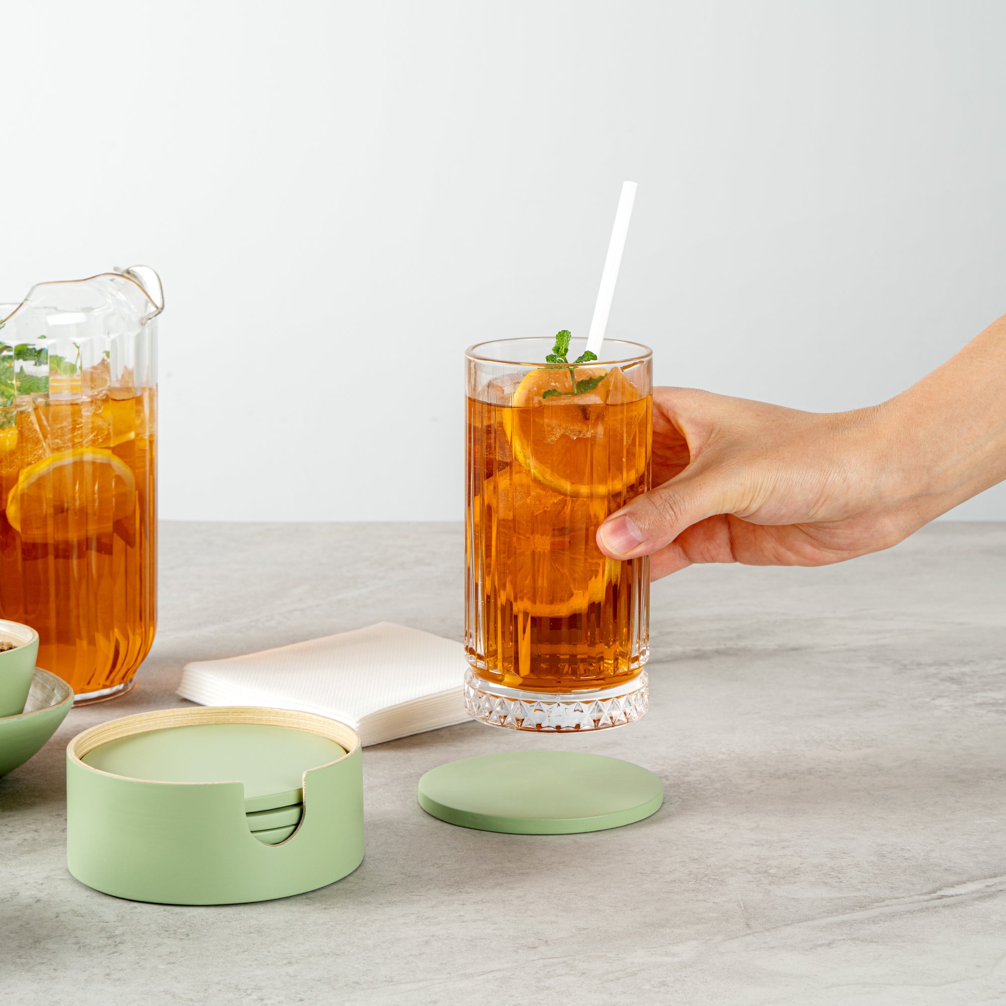 Bambuddha Eco-Friendly 6-Piece Green Bamboo Coaster Set with Holder - 4