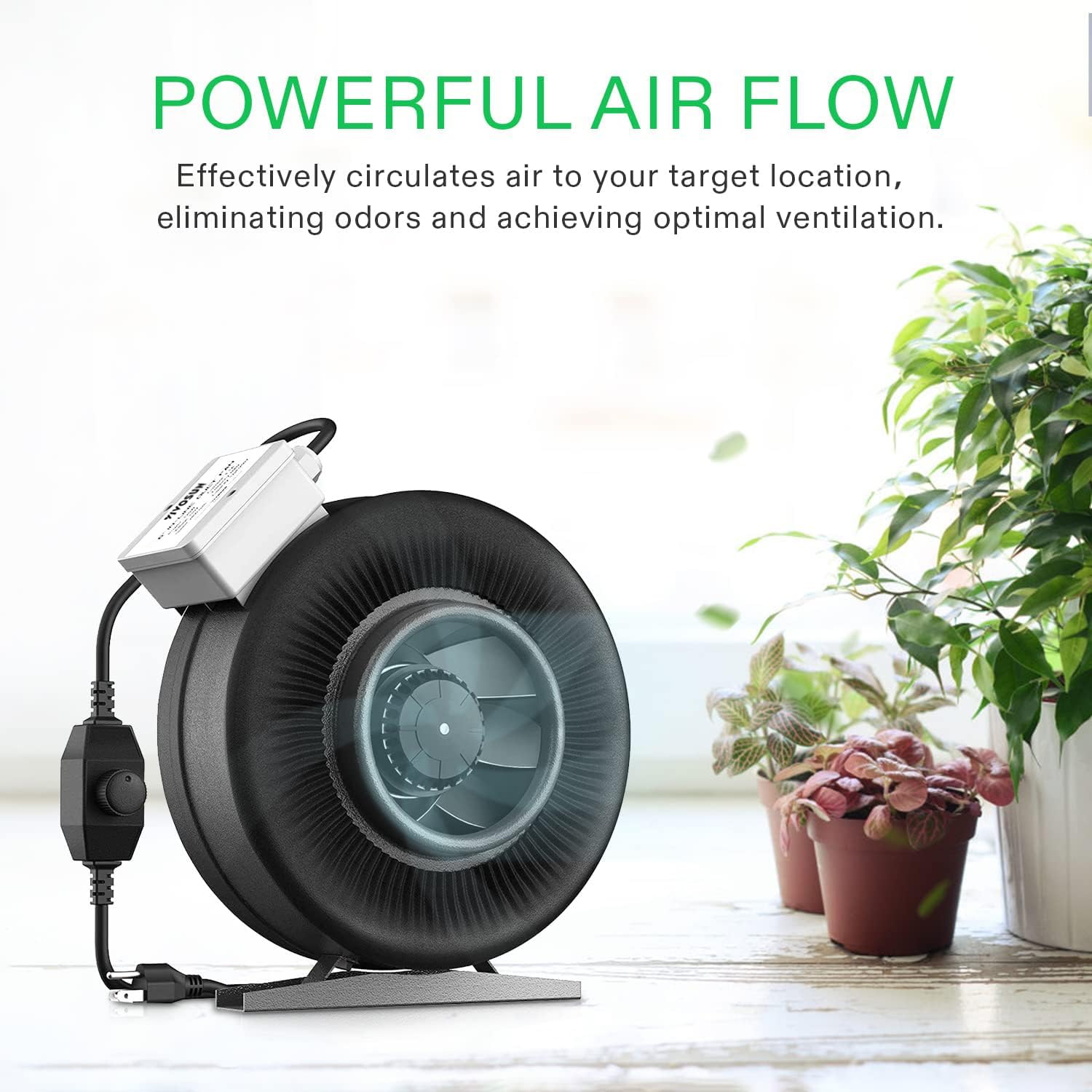 VIVOSUN Z4 4 Inch 203 CFM Inline Duct Fan with Variable Speed Controller - Grow Tent Ventilation, Indoor Garden Air Circulation, Hydroponics System Cooling - Perfect for Home Grow Rooms, Greenhouses & Ventilation Systems
