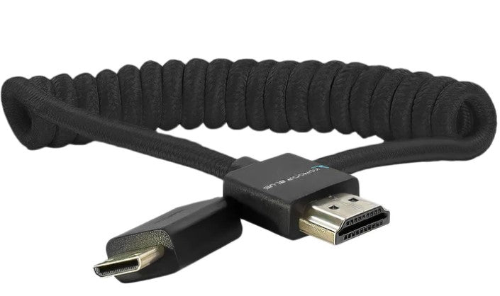 Kondor Blue Coiled Mini HDMI to HDMI Cable (12 to 24 inches, Black) - High-Speed 4K HDMI Cord for DSLR Cameras, Camcorders & Video Equipment - Perfect for Vlogging, Streaming & Professional Video Production