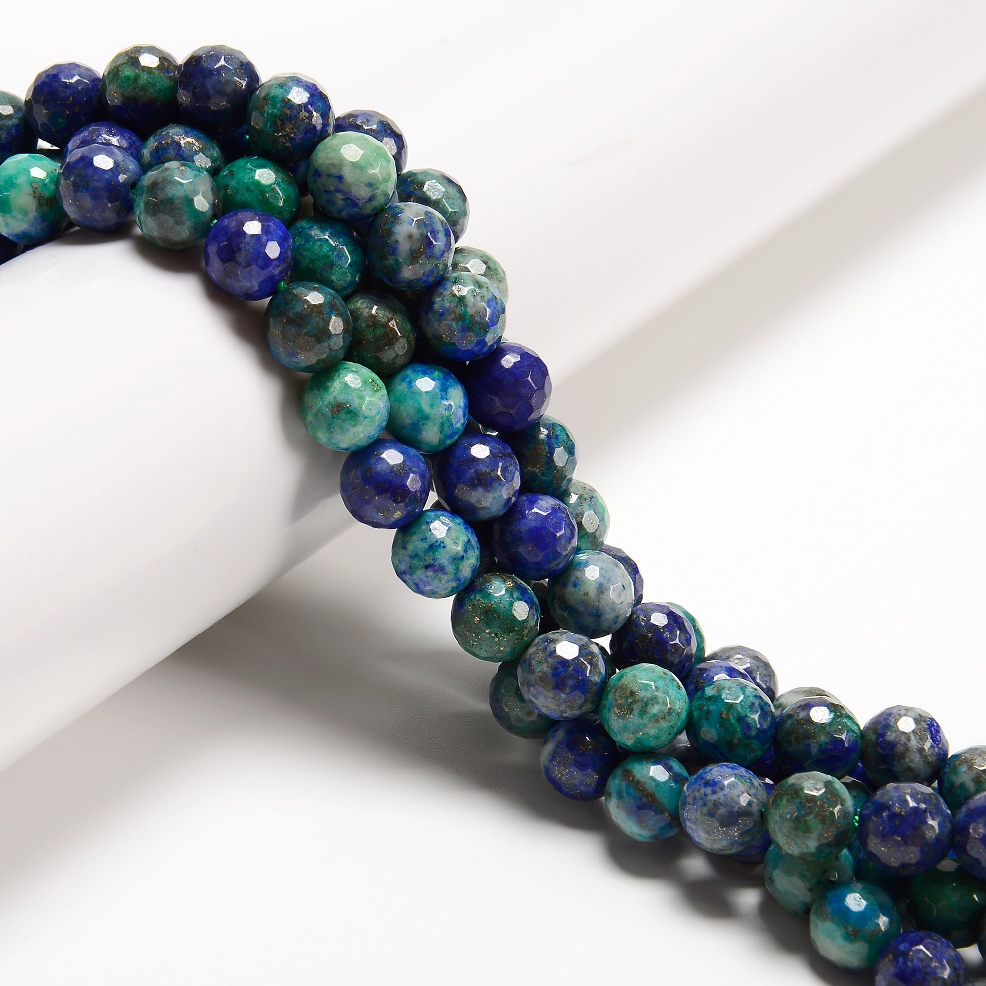 Chrysocolla Faceted Round Beads 6mm 8mm 10mm 15.5 Inch Strand - Natural Stone Beads for Jewelry Making, DIY Crafts, and Healing Crystal Bracelets