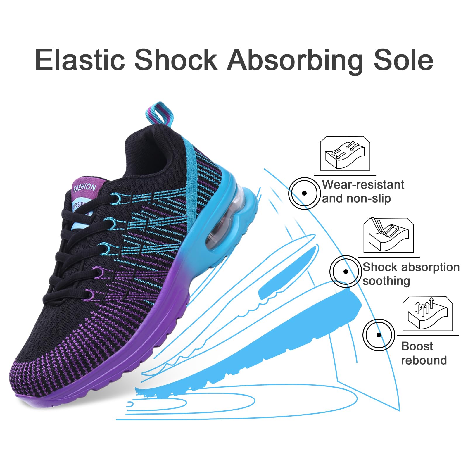 Hitmars Women's Lightweight Running Shoes - Breathable Gym Sneakers with Air Cushion for Jogging, Walking & Training - Wide Fit Athletic Sports Shoes (UK 3.5-8) - Perfect for Workouts, Casual Wear & Daily Activities