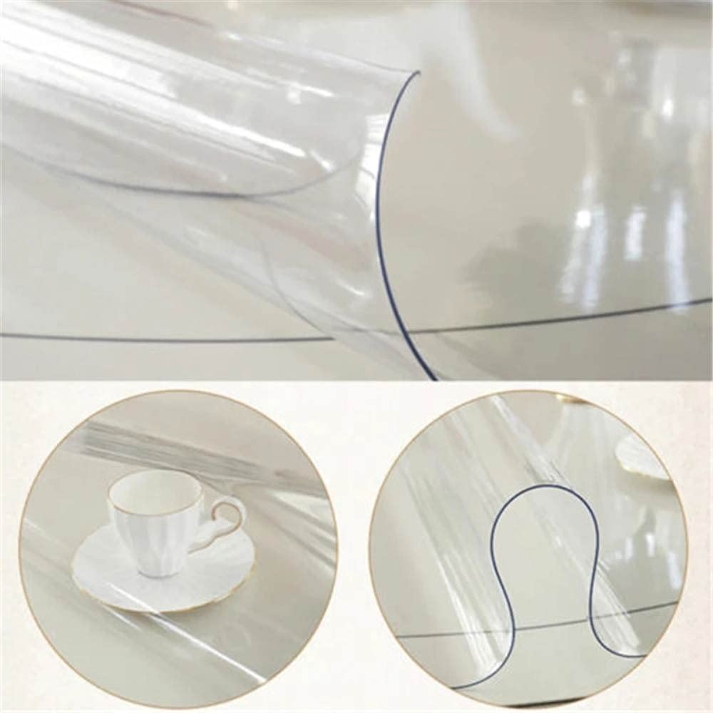 1.0mm Thick Clear Round Table Cover Protector - Odorless, Durable Dining Table Pad for Home, Party, and Outdoor Use