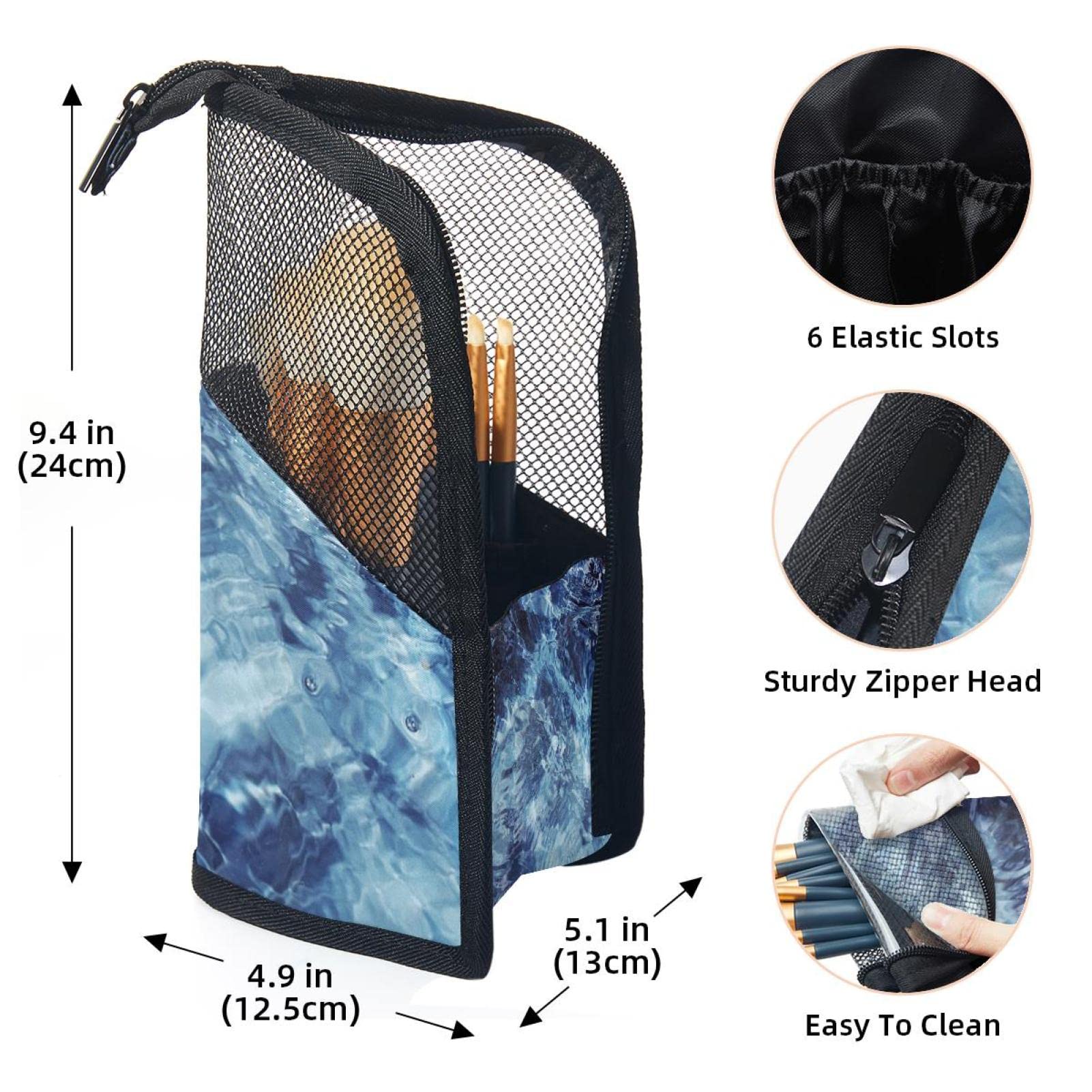 Premium 12-Piece Makeup Brush Organizer Bag - Seawater Blue Portable Brush Holder Set for Travel & Home Storage | Perfect for Makeup Artists & Beauty Enthusiasts