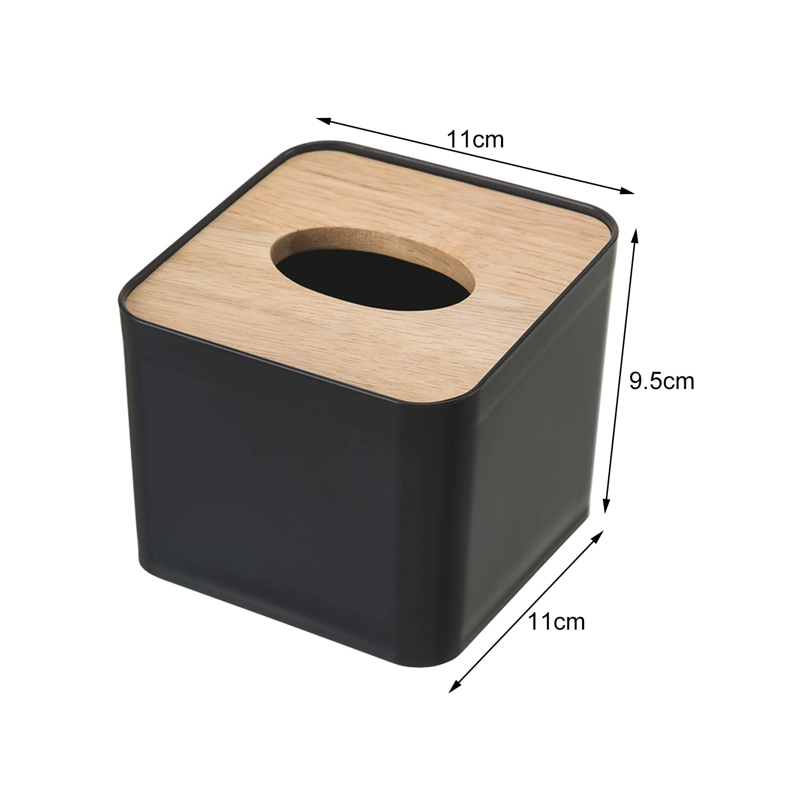 Sturdy Black Tissue Box Cover for Disposable Paper Facial Tissues | Mini Square Tissue Dispenser Holder for Bathroom, Kitchen, Office & Living Room | Durable Paper Towel Rack Organizer for Home & Workspace Decor