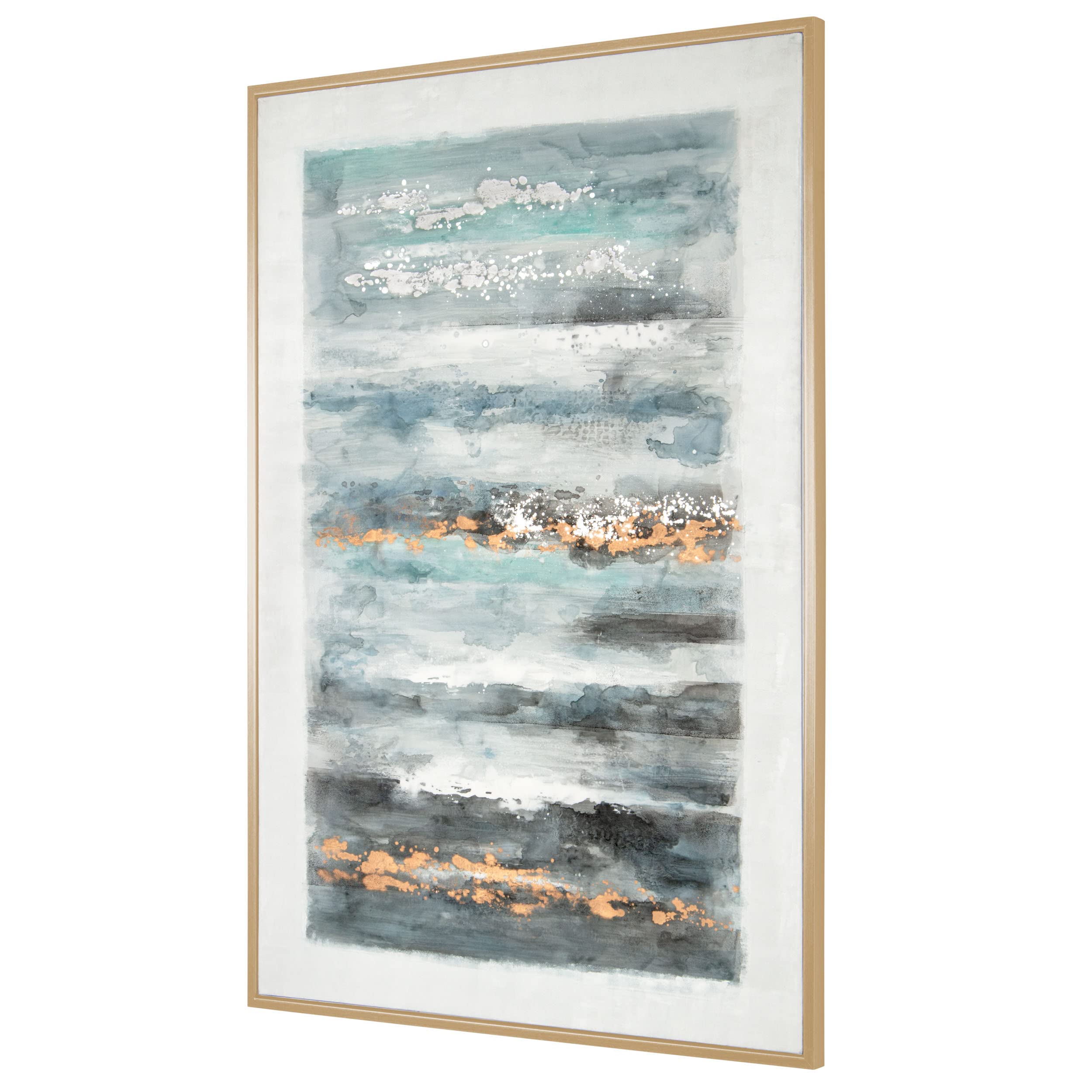 Hand Painted Blue and Gold Abstract Framed Canvas Art 40x60 Inches - Modern Wall Decor for Living Room, Bedroom, Dining Room, Office & Hallway - Perfect for Home & Office Decor