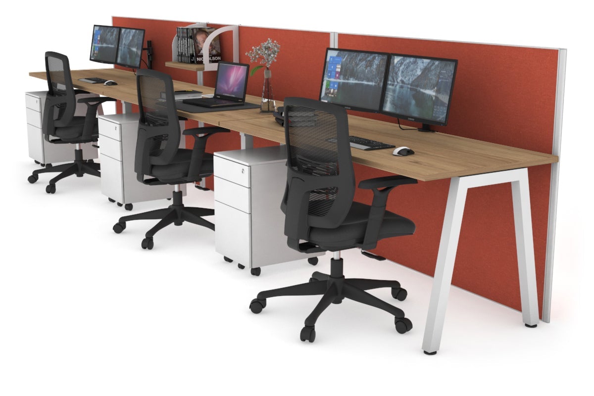 Horizon Quadro 3-Person Office Workstation - 1800L x 700W Large Desk for Collaborative Workspaces, Team Meetings & Office Productivity