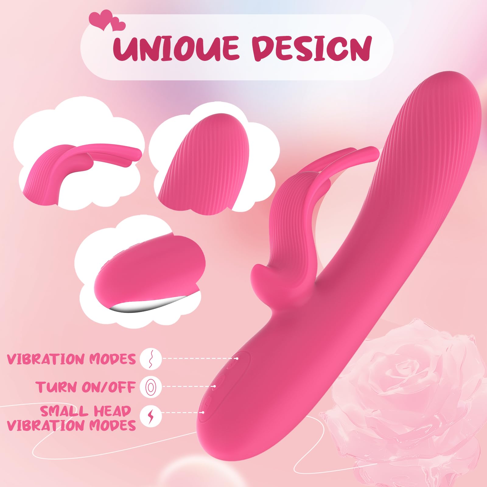 Rabbit Vibrator with Dual Motors - 10 Vibration Modes, G Spot & Clitoral Stimulator - Rechargeable, Waterproof Silicone Dildo for Women & Couples - Perfect for Solo Play & Romantic Nights