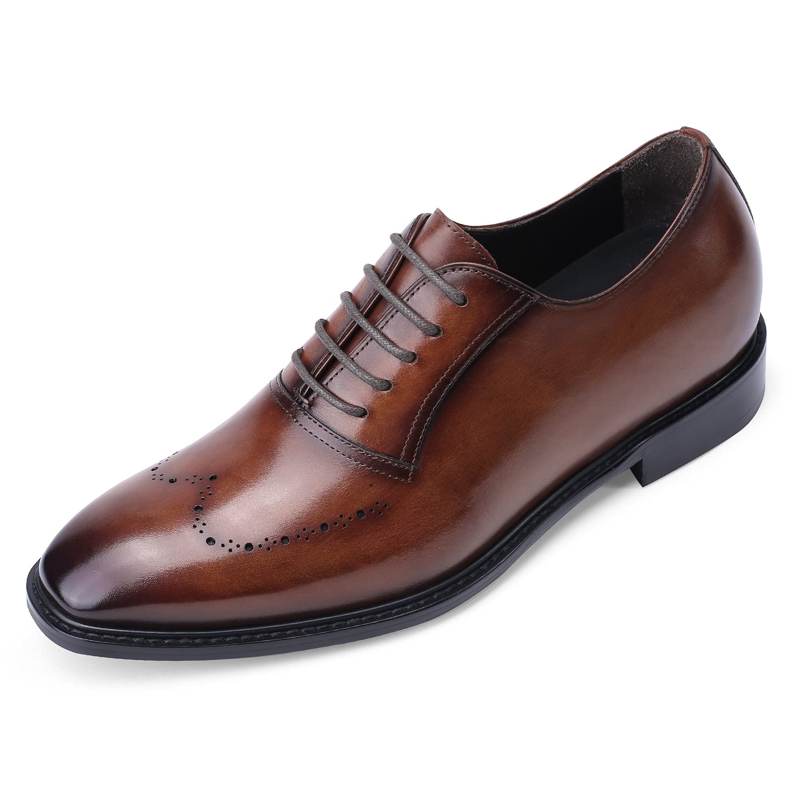 GOLDMoral Men's Elevator Shoes - 2.75 Inch Height Increasing Leather Oxford Dress Shoes for Business & Formal Occasions | Comfortable Luxury Footwear for Work, Weddings & Professional Events