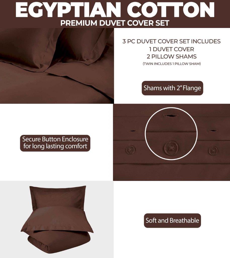 Premium 100% Egyptian Cotton Duvet Cover Set - 300 Thread Count, Breathable & Soft Bedding for All Seasons - Perfect for Master Bedroom, Guest Room & Luxury Hotels