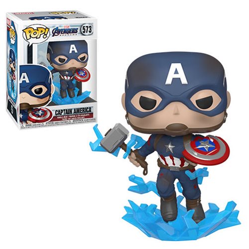 Avengers Endgame Captain America Pop! Vinyl Figure with Broken Shield - Collectible Marvel Movie Merchandise for Fans & Display at Home or Office