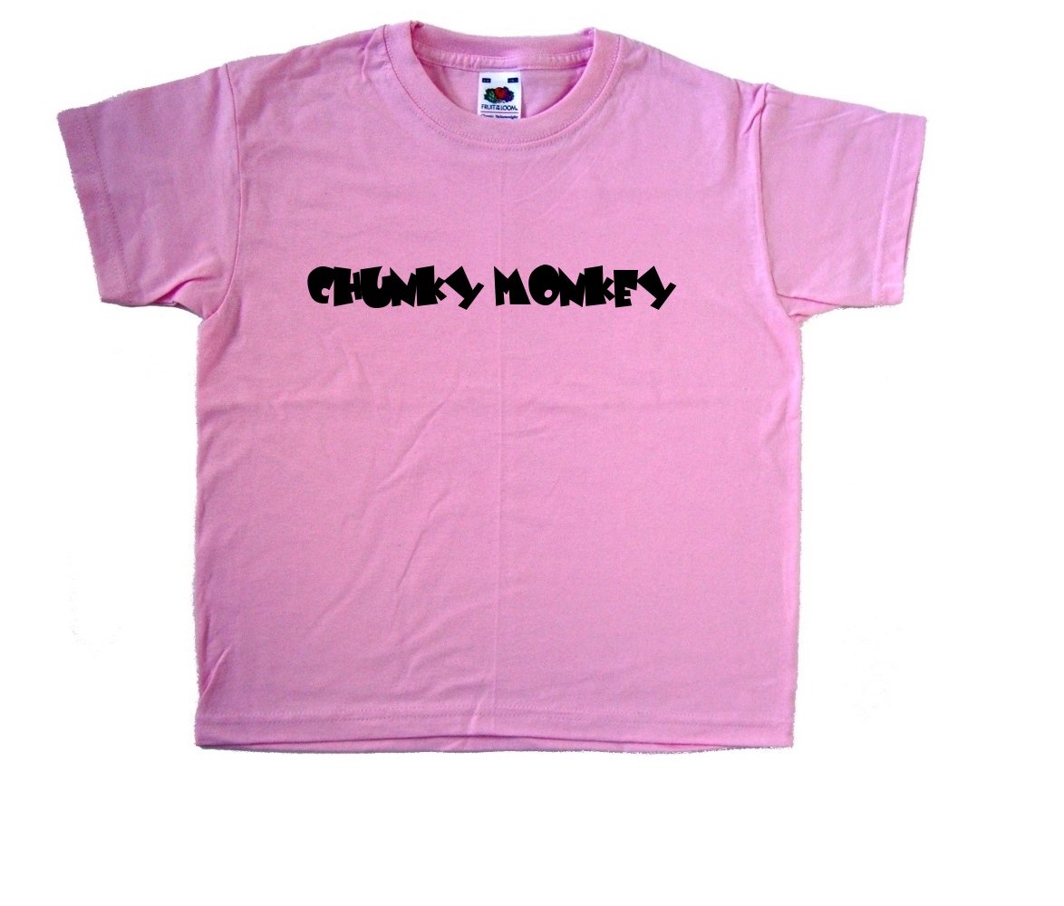 Funny Chunky Monkey Pink Kids T-Shirt - Cute Graphic Tee for Boys & Girls - Perfect for Playdates, Birthday Parties & Everyday Wear