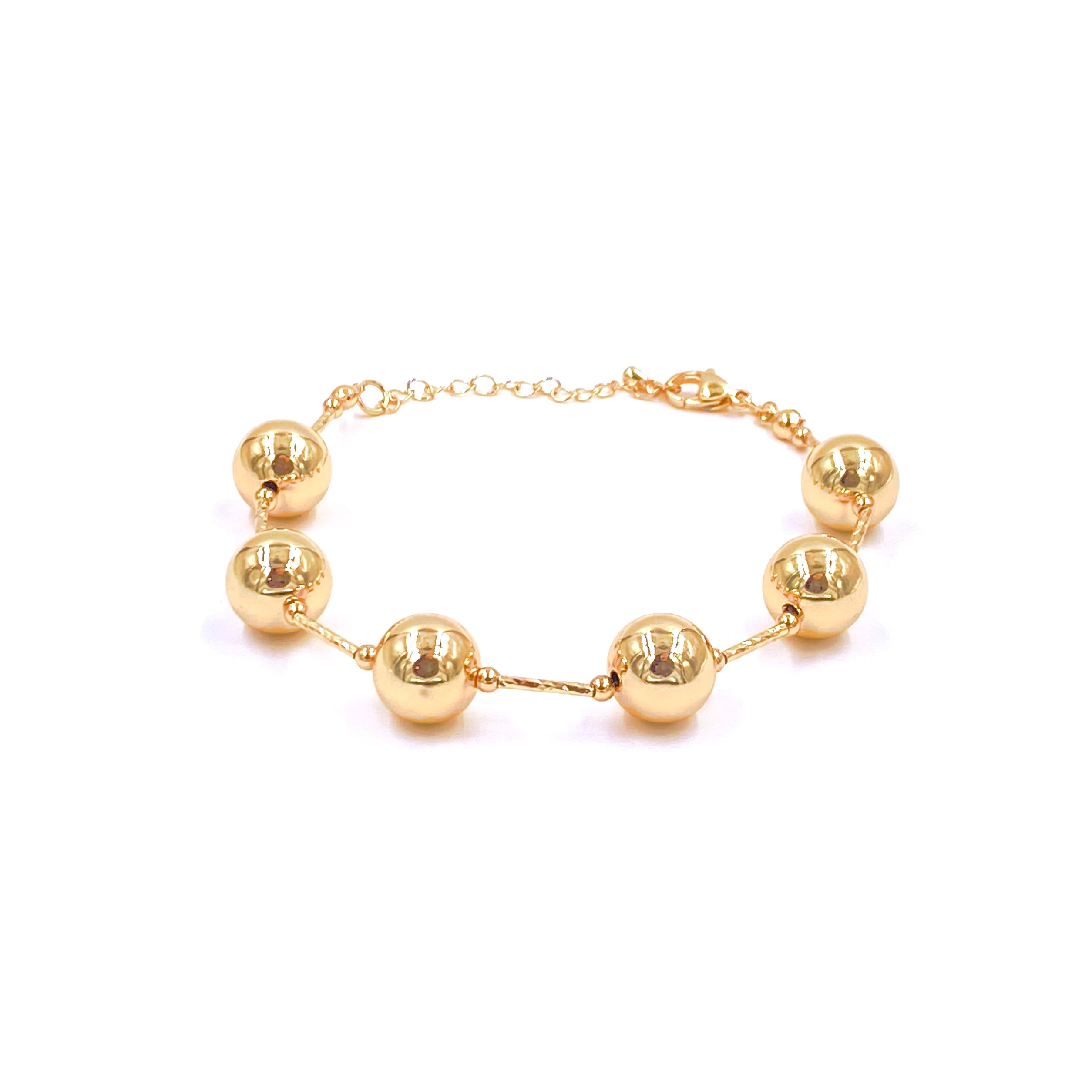 Ashley Gold Stainless Steel Gold Plated 6 Ball Beaded Clasp Bracelet for Women - Elegant Jewelry Gift for Birthday, Anniversary & Special Occasions