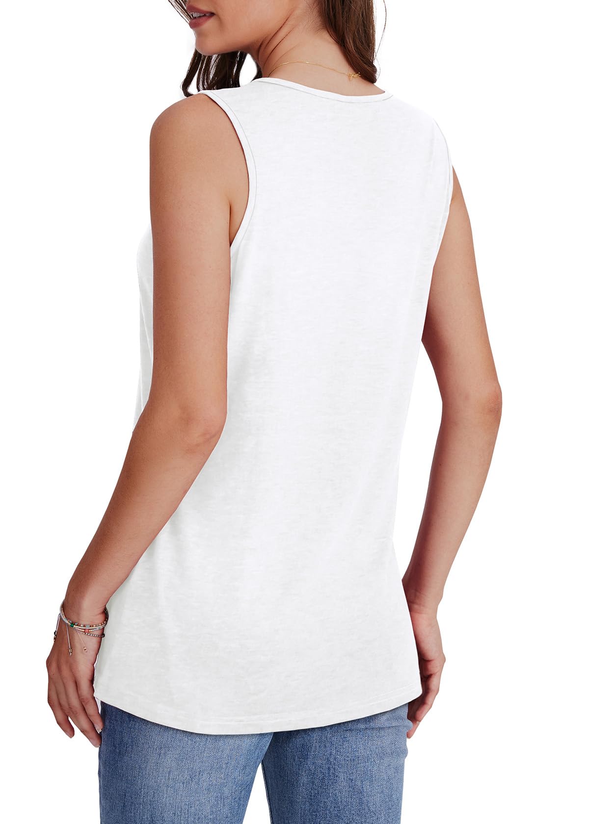 WIHOLL Women's Summer Tank Tops - V Neck Sleeveless Basic Tee, Loose Fit Casual T-Shirts | Trendy 2025 Fashion for Beach, Gym & Everyday Wear