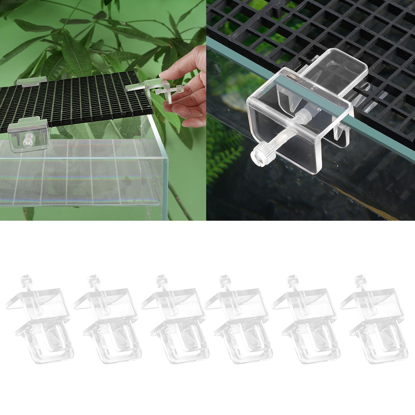 6-Piece Transparent Acrylic Fish Tank Screen Net Holder Bracket - Landscape Net Mounting Clip for Aquarium Glass Cover Support - Perfect for Freshwater/Saltwater Tanks, Terrariums & Reptile Enclosures