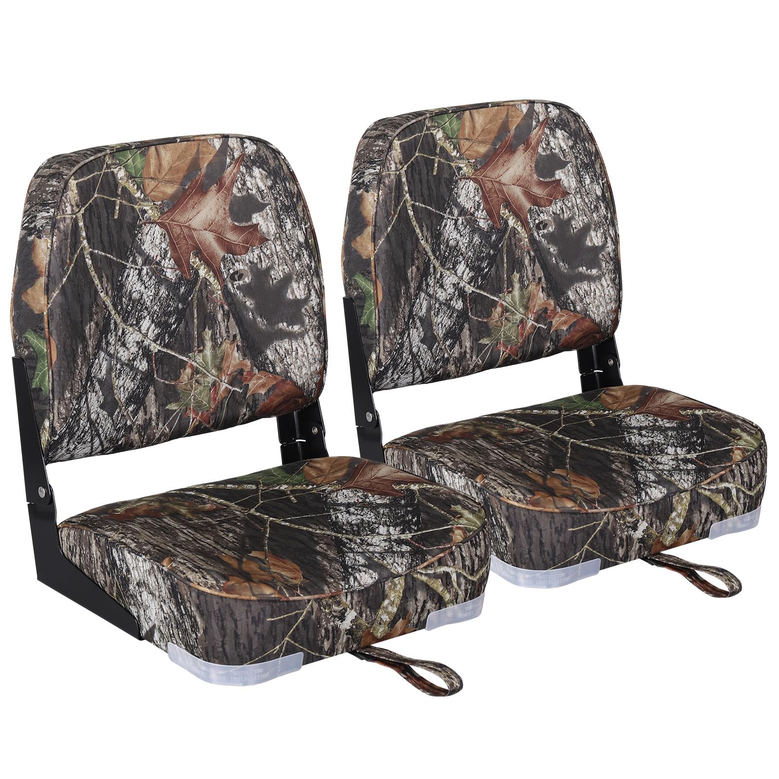Leader Accessories Low Back Folding Boat Seats - 2 Pack Waterproof Marine Chairs for Fishing, Boating & Outdoor Activities