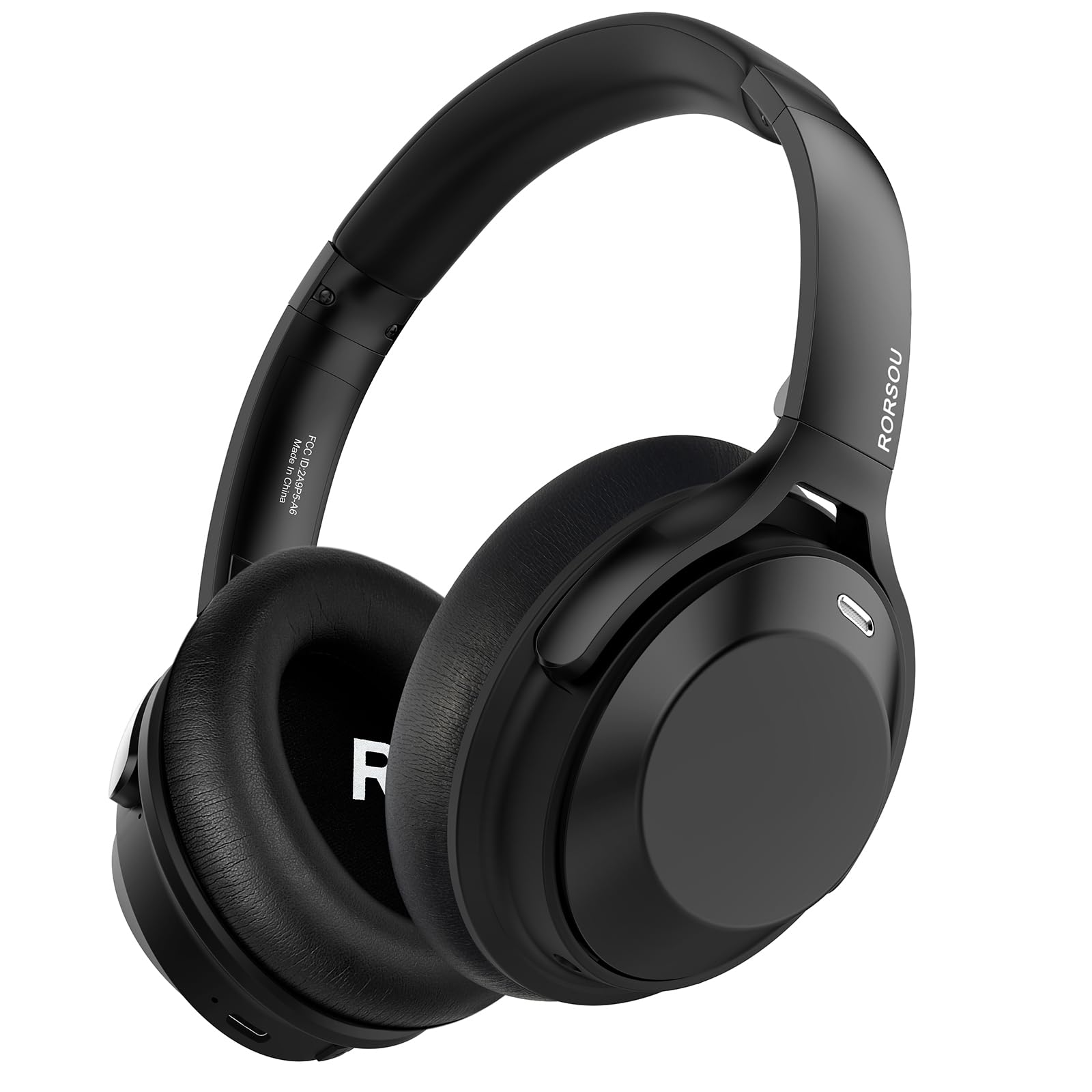 RORSOU A6 Hybrid Active Noise Cancelling Wireless Bluetooth Headphones with Mic, Transparent Mode & HiFi Stereo Sound - Over Ear Headset with Memory Foam Ear Cups, Low Latency for Gaming & Travel (Black) - Perfect for Commuting, Office Work & Music Lovers