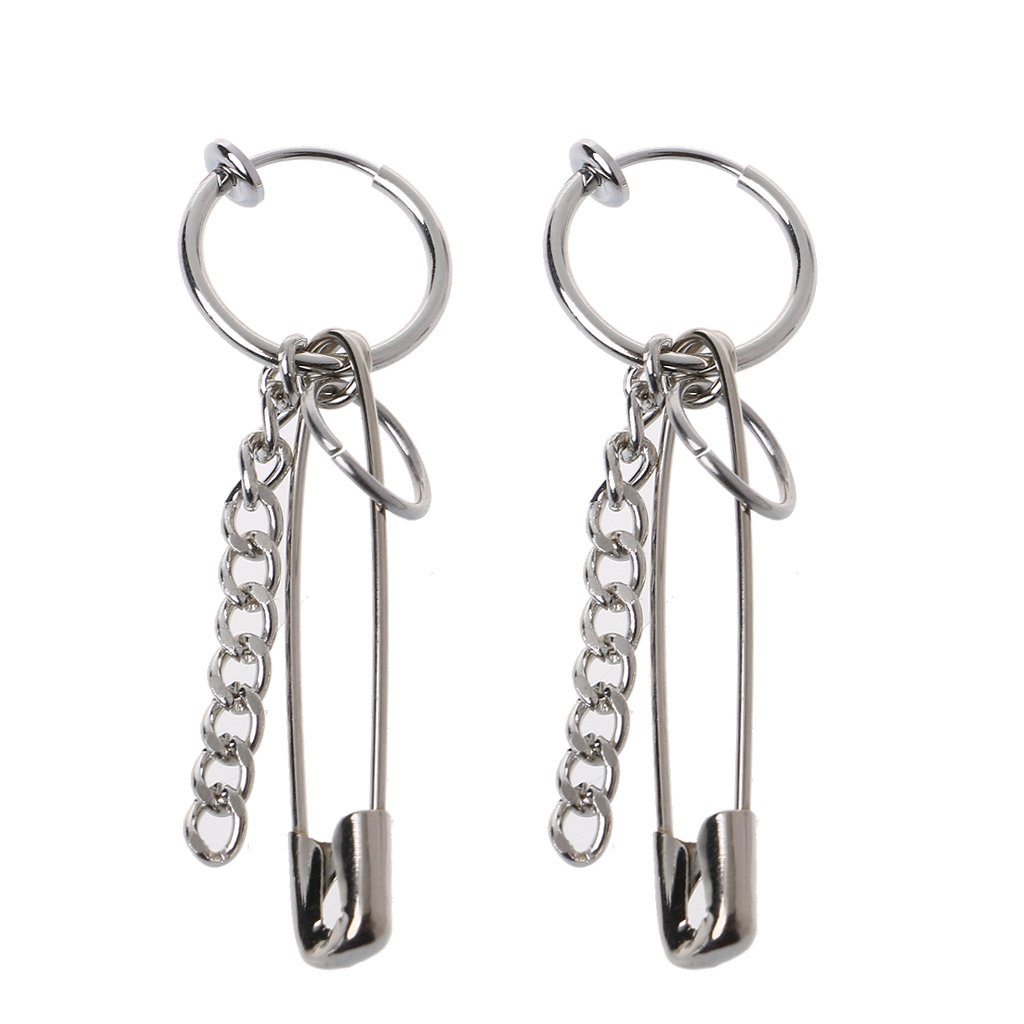 ZUI-R Geometric Safety Pin Long Chain Tassel Earrings - Korean Fashion Jewelry for Women | Perfect for Parties, Dating & Casual Wear