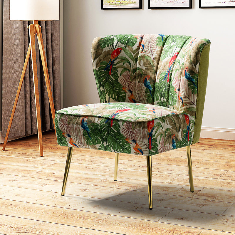 Luxury Coraline Velvet Barrel Chair with Tufted Back & Sturdy Metal Legs - Elegant Accent Chair for Living Room, Bedroom or Office Decor