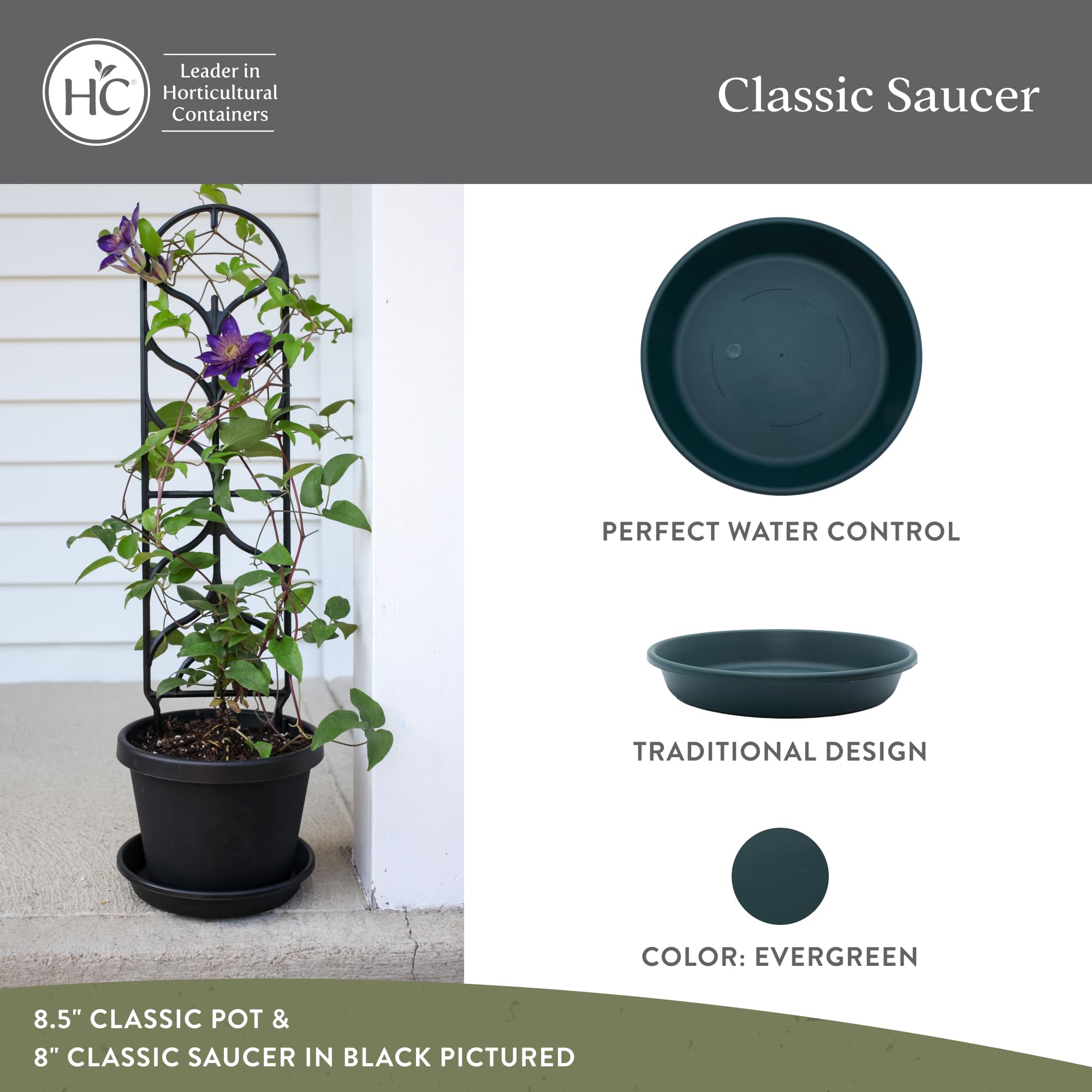 The HC Companies 12 Inch Round Plastic Plant Saucer - Indoor Outdoor Plant Trays for Pots, 12.5