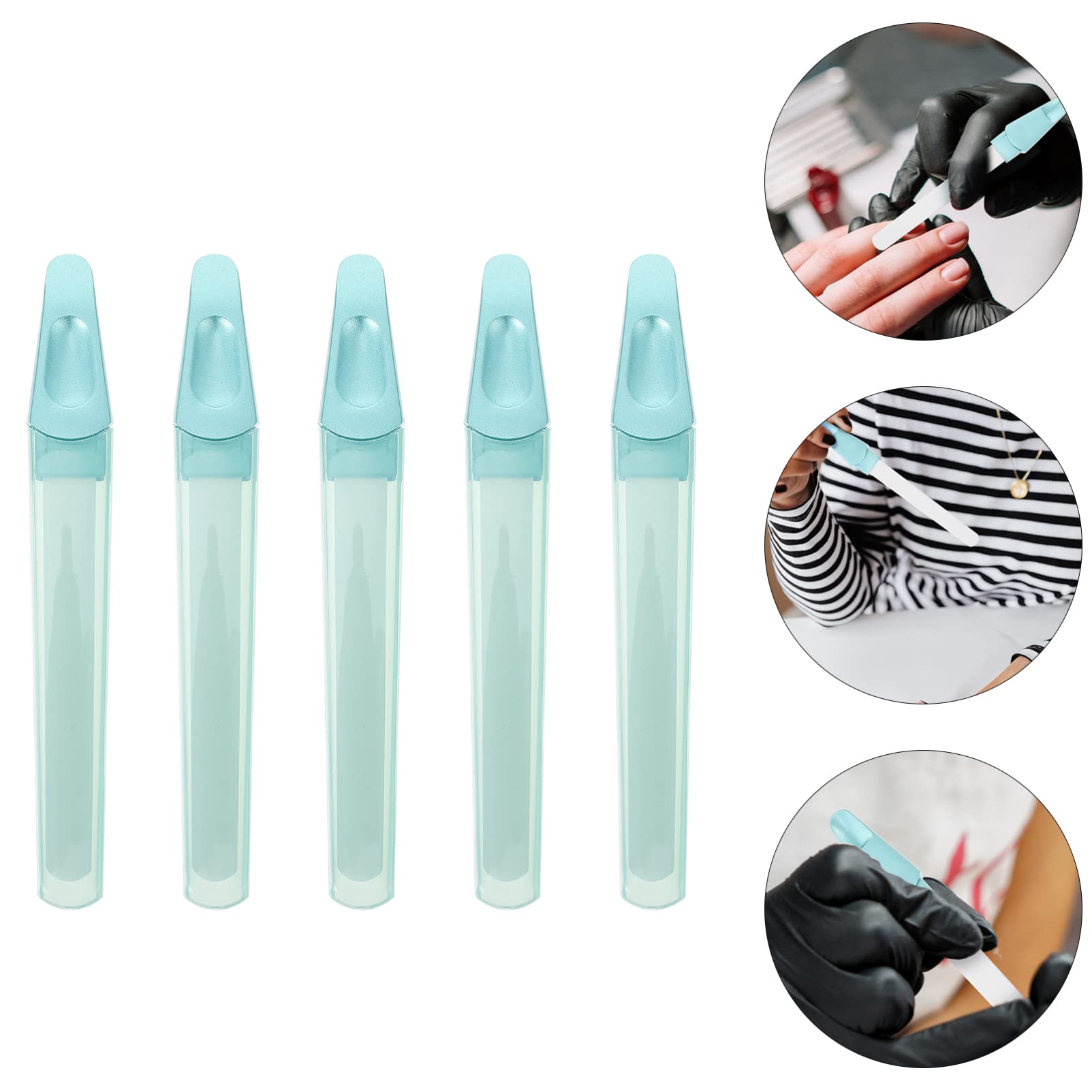 5-Piece Ceramic Nail File Set for Manicure & Pedicure - Natural Nail Care with PP Plastic Handle - Travel-Friendly Toenail & Fingernail Polishing Tools for Home, Salon & On-the-Go Use