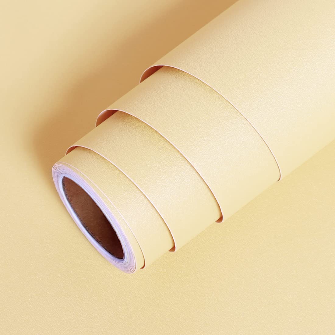 LaCheery Light Yellow Peel and Stick Contact Paper - Self-Adhesive Vinyl Wallpaper for Walls, Cabinets, Dressers & Shelves (15.8