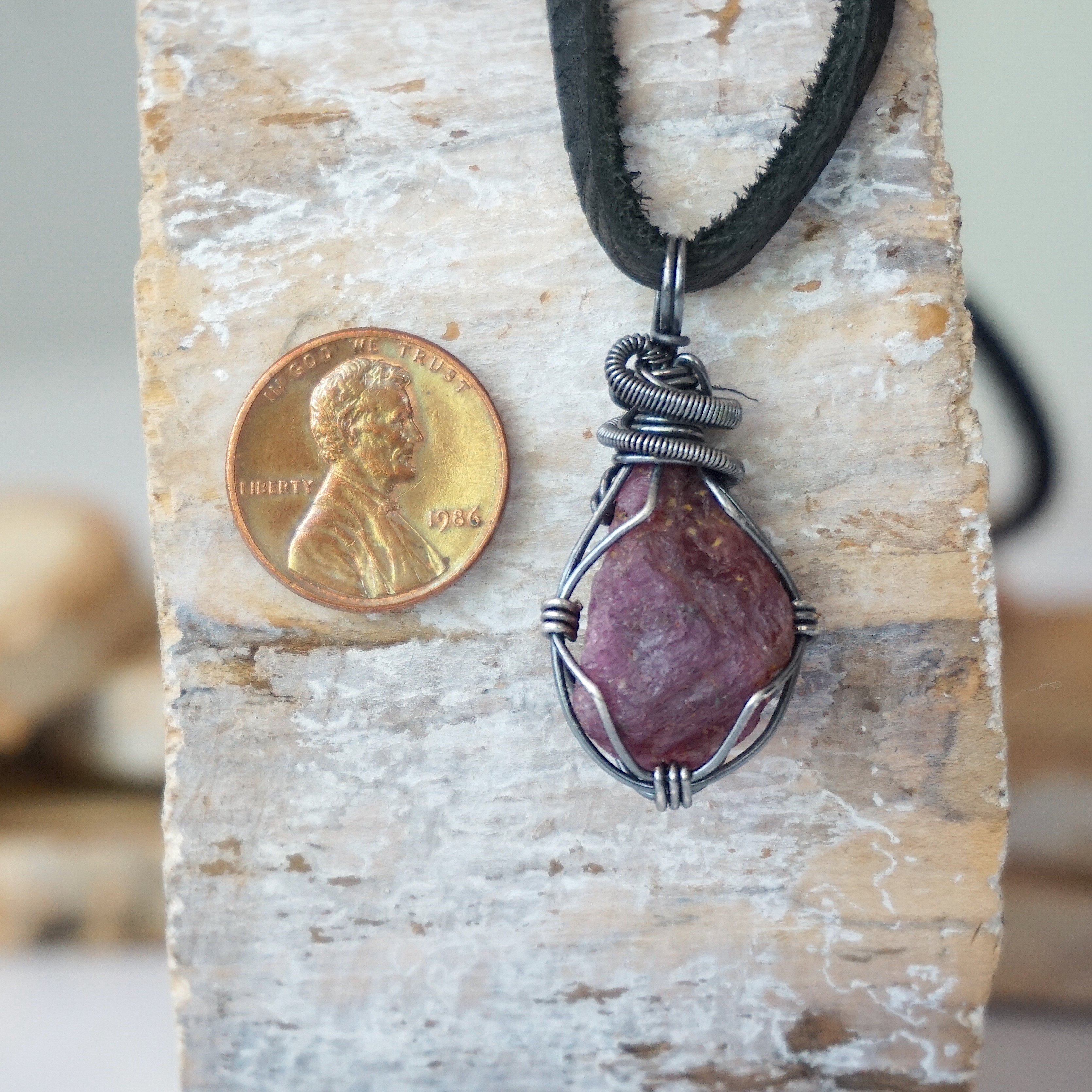 Natural Raw Ruby Pendant Necklace for Men - Handmade Gemstone Jewelry Gift for Him - Perfect for Casual Wear, Date Nights & Special Occasions