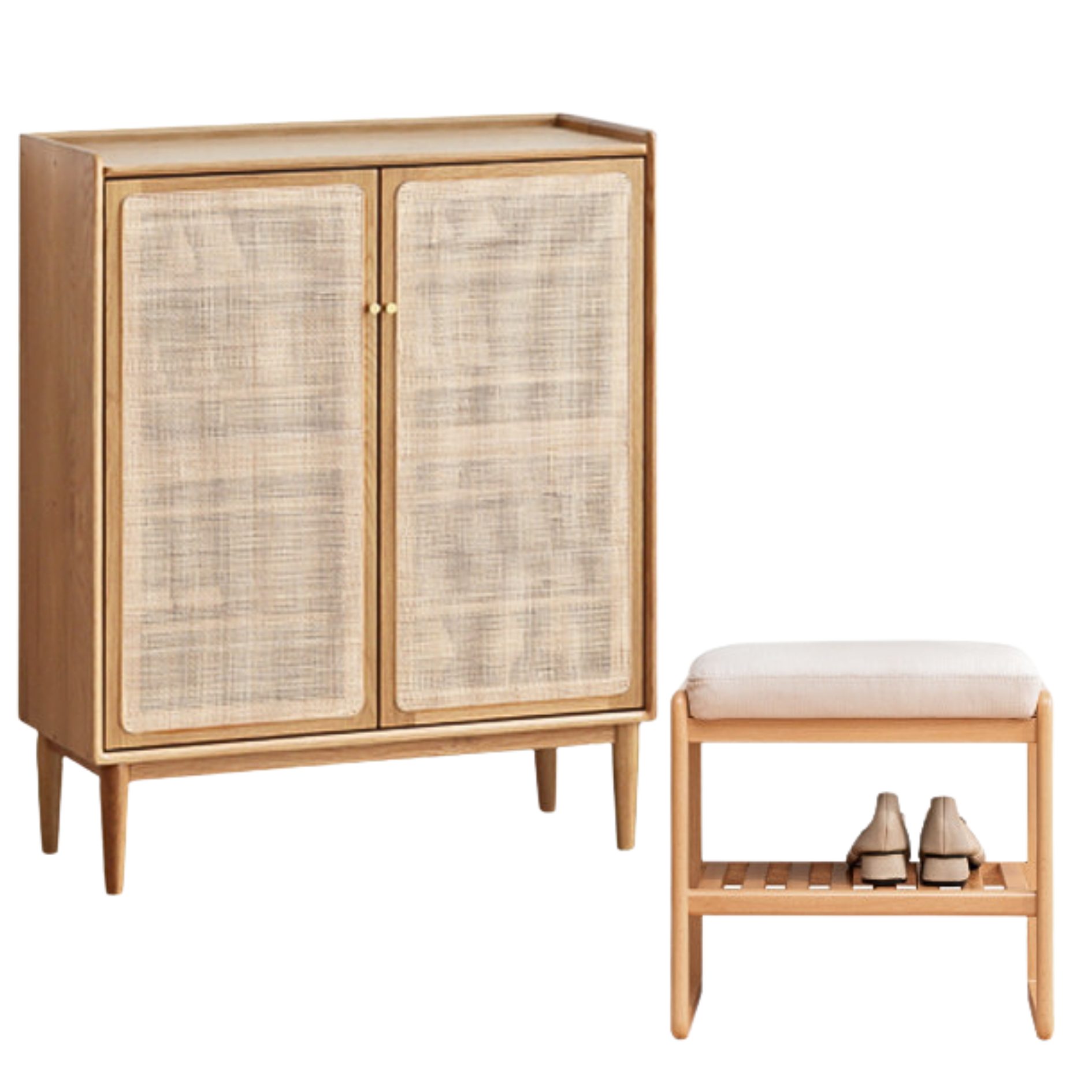 31.5x13.8x39.4 inch/ 80x35x100cm/ Natural Wood Color/ wide shoe cabinet + shoe bench