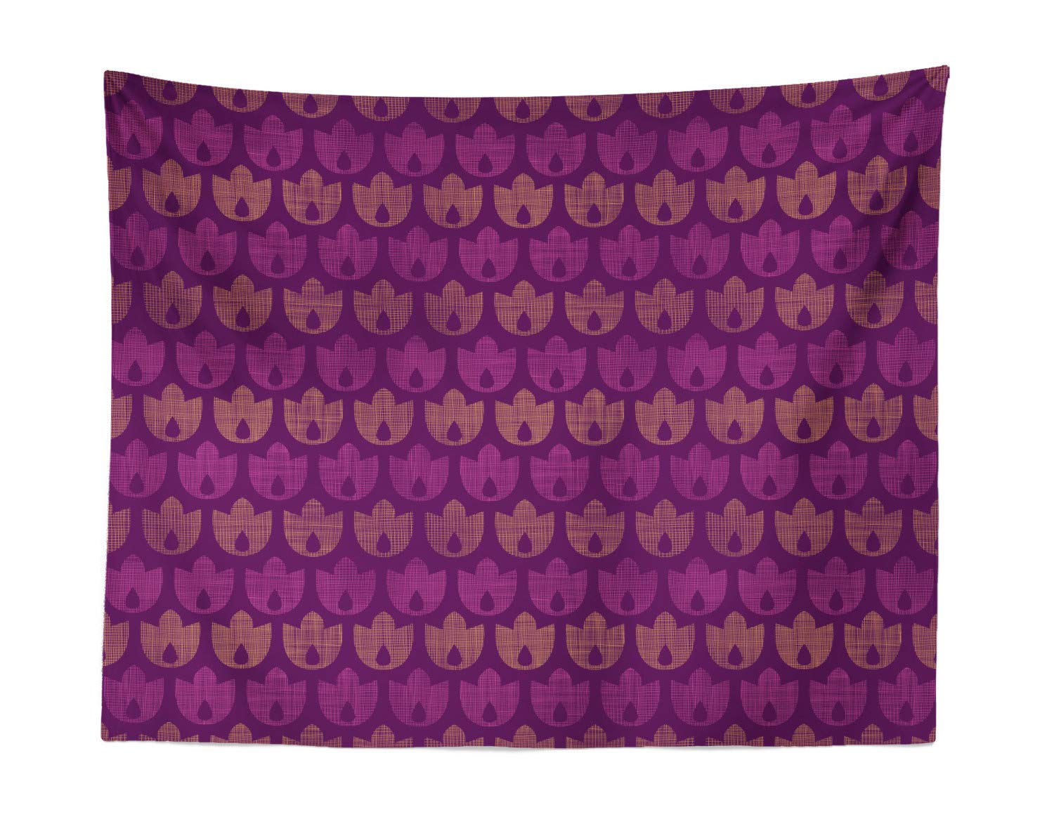 Ambesonne Dark Purple Geometric Tulip Tapestry - Vintage Hatched Stripes Pattern Fabric Wall Hanging Decor for Bedroom, Living Room, Dorm - 28x23 Inches - Perfect for Bohemian Home Decor & Photo Backdrops