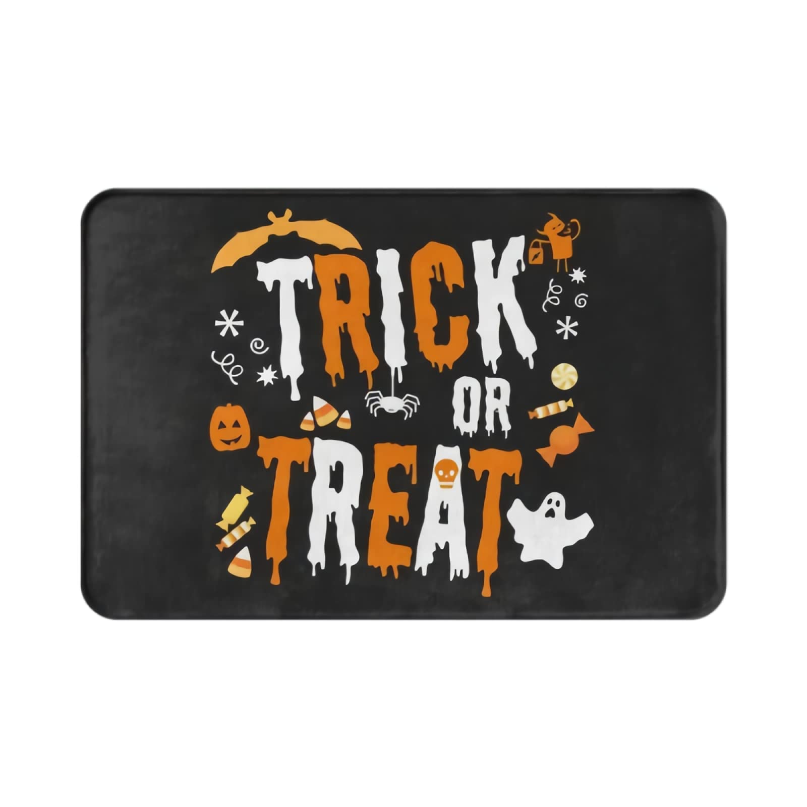 Non-Slip Halloween Ghost Bath Mat Set - Cute White Flannel Bathroom Rug, Kitchen & Entryway Floor Mat (15.7x26.3 in) - Washable Indoor Carpet for Bedroom, Front Door & Trick or Treat Decor