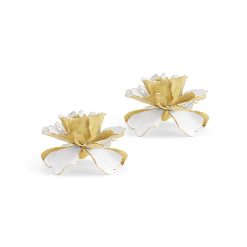 Elegant Gardenia Candle Holders Set of 2 - Perfect for Wedding Decor, Romantic Dinners & Home Aromatherapy